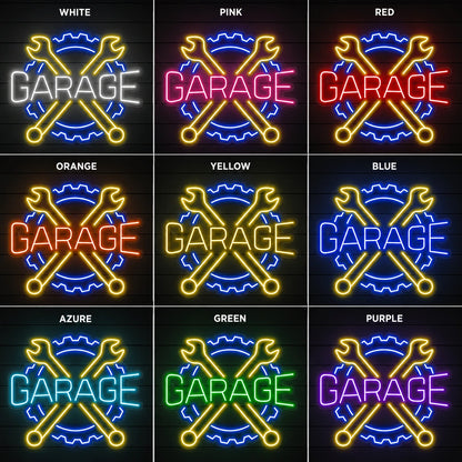 Crossed Tools Garage Neon Sign Wall Art LED Neon Sign color grid