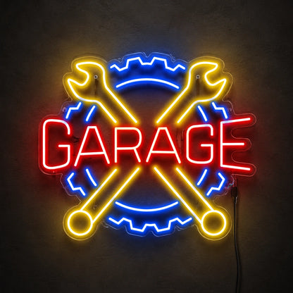 Crossed Tools Garage Neon Sign Wall Art LED Neon Sign main product image