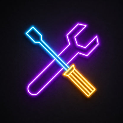 Crossed Wrench Screwdriver Vintage LED Neon Sign main product image