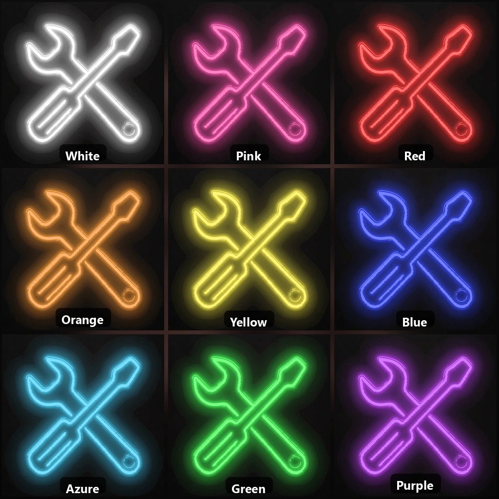 Crossed Wrench Spanner Vintage LED Neon Sign - Shineneon