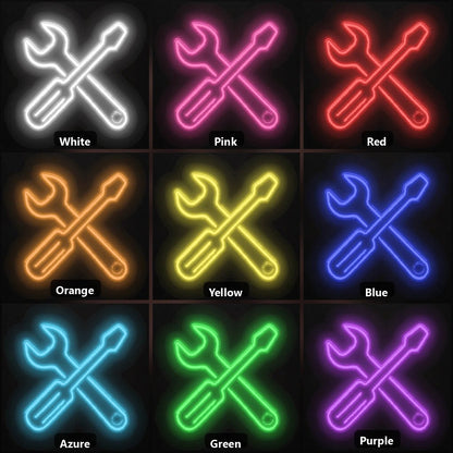 Crossed Wrench Spanner Vintage LED Neon Sign - Shineneon