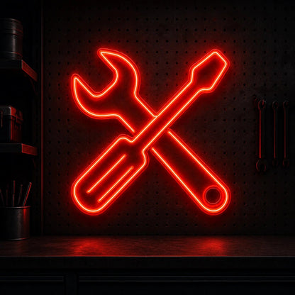 Crossed Wrench Spanner Vintage LED Neon Sign - Shineneon