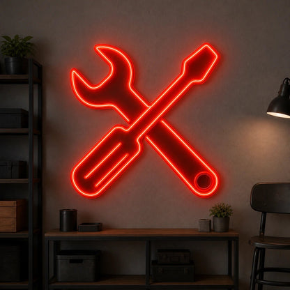 Crossed Wrench Spanner Vintage LED Neon Sign - Shineneon