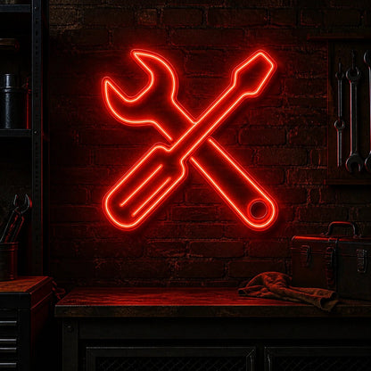Crossed Wrench Spanner Vintage LED Neon Sign - Shineneon