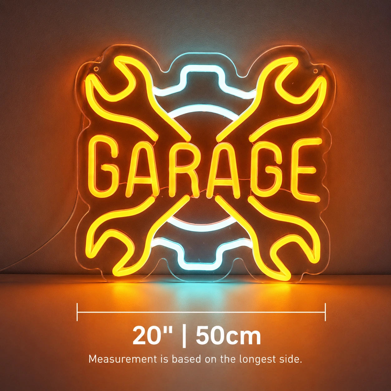 Crossed Wrenches Garage Neon Sign LED Neon Sign size image