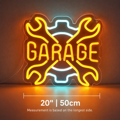 Crossed Wrenches Garage Neon Sign LED Neon Sign size image