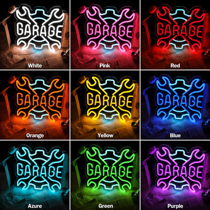 Crossed Wrenches Garage Neon Sign LED Neon Sign color grid