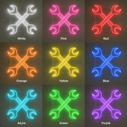Crossed Wrenches Neon Sign LED Neon Sign color grid