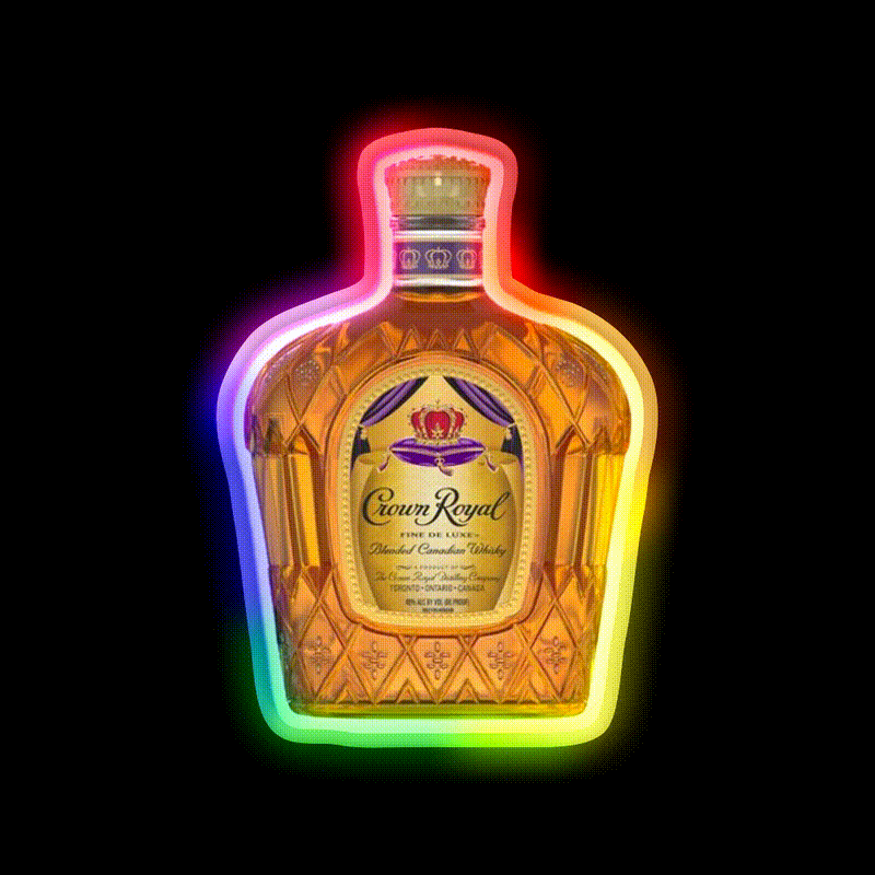 Crown Royal Bottle Beer Bar Decor Led Neon Sign Rgb Color - LED neon sign close-up detail