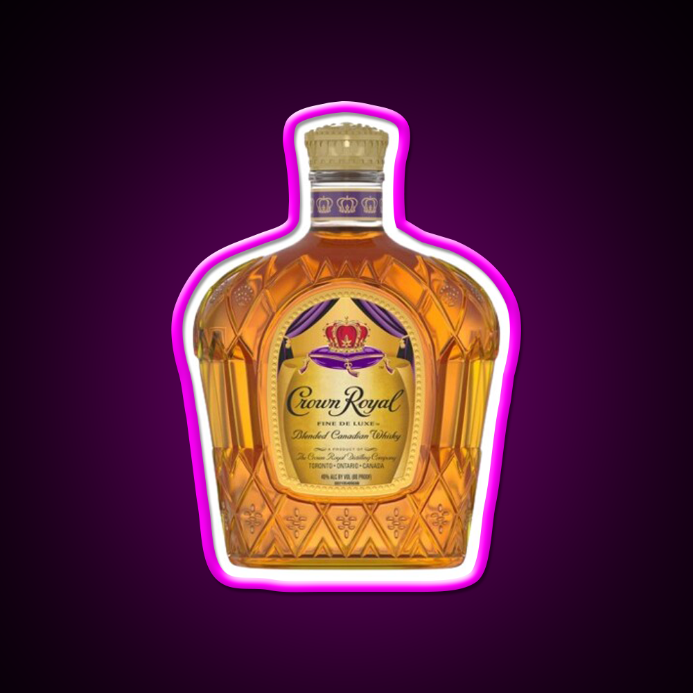 Crown Royal Bottle Beer Bar Decor Led Neon Sign Rgb Color - Neon sign mounted on wall in room