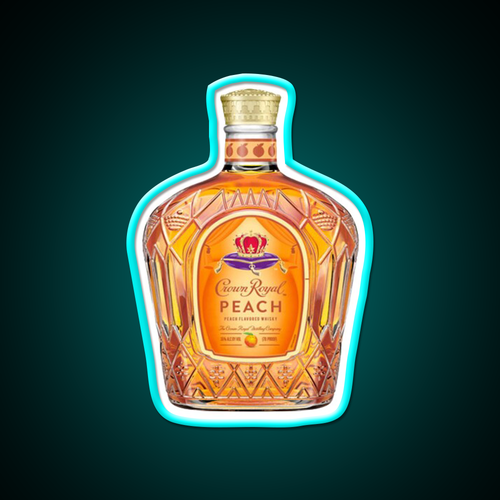 Crown Royal Peach Bottle Beer Bar Decor Led Neon Sign Rgb Color - Size and dimension reference