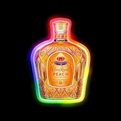 Crown Royal Peach Bottle Whiskey Drink Bar Led Neon Sign Rgb Color - LED neon sign close-up detail