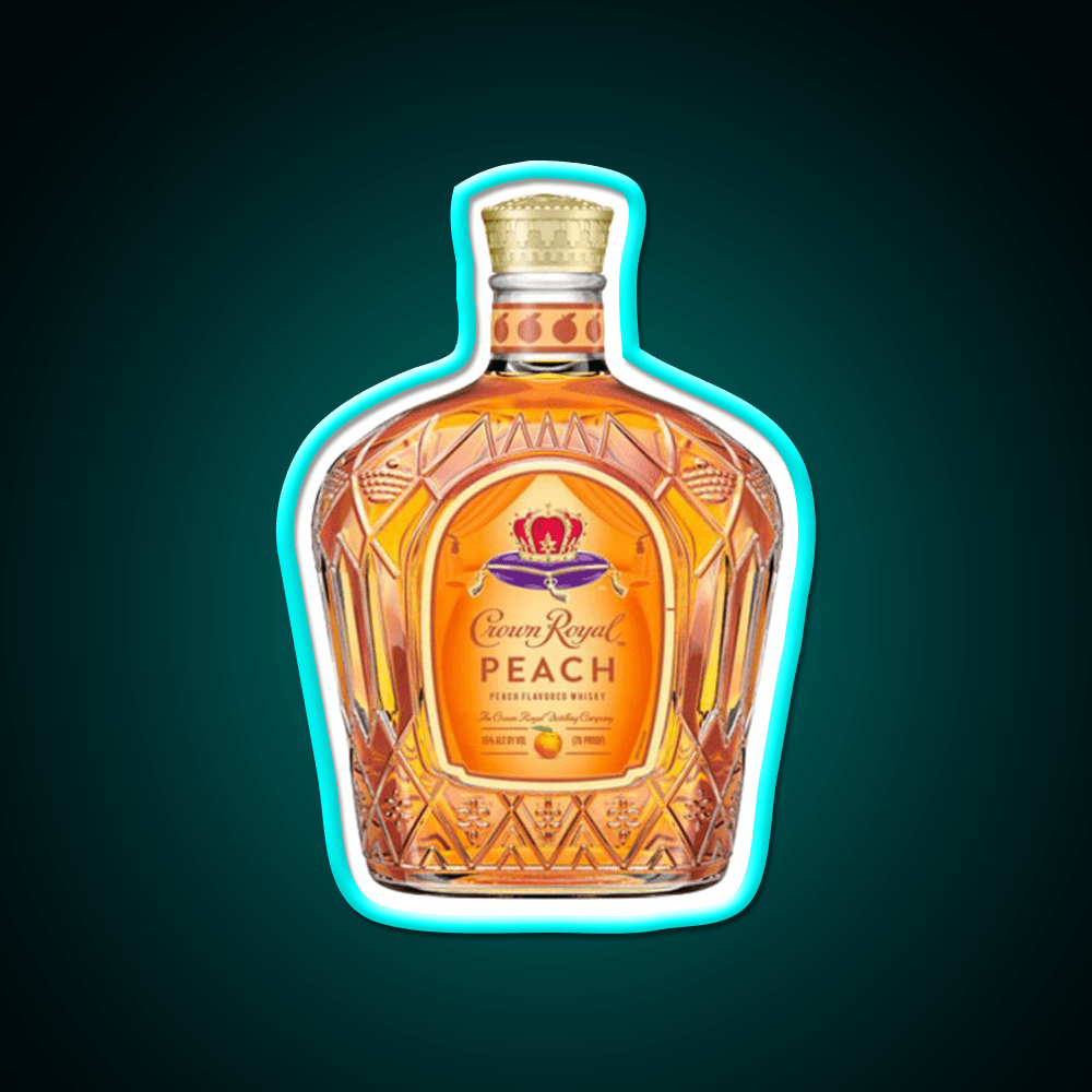 Crown Royal Peach Bottle Whiskey Drink Bar Led Neon Sign Rgb Color - Shineneon