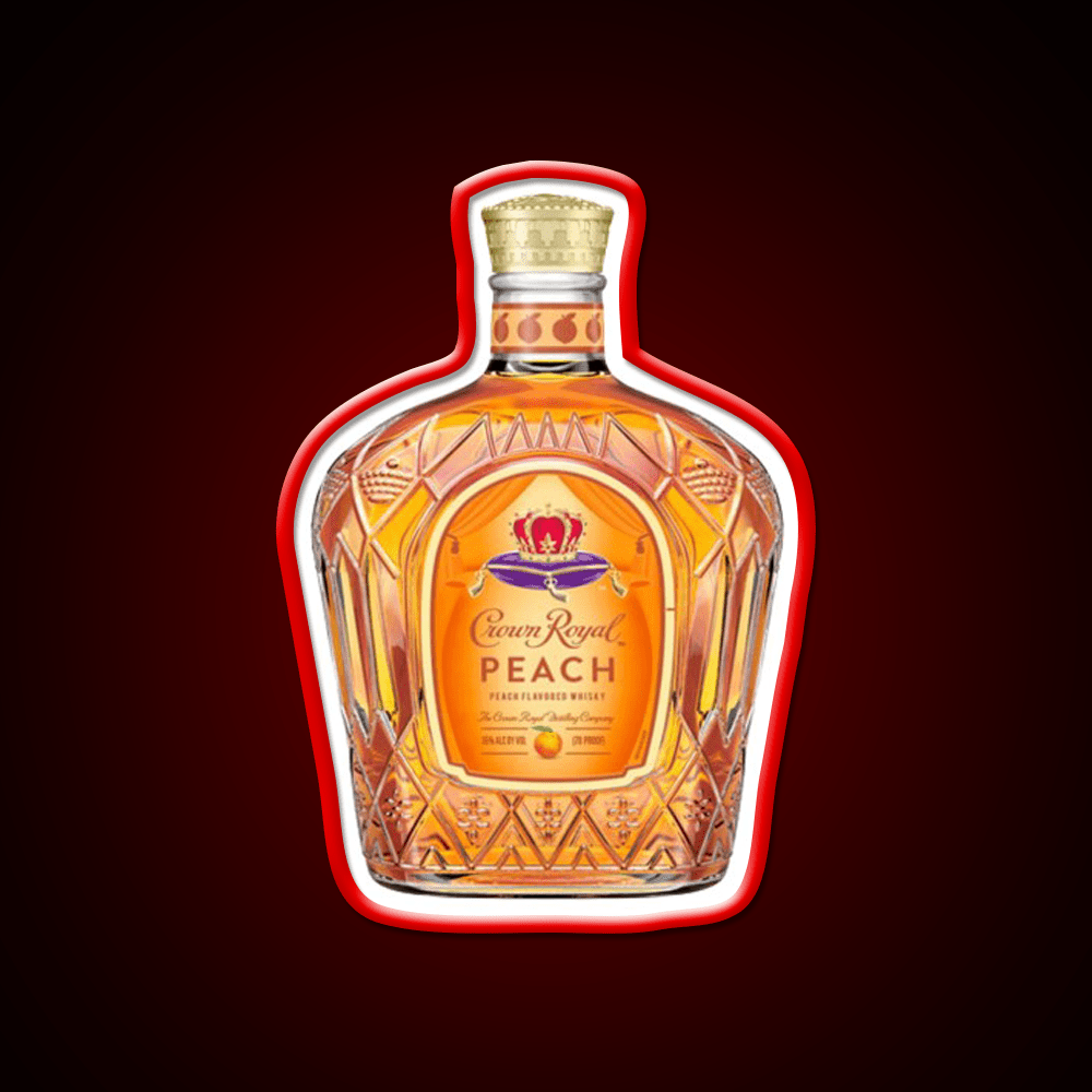 Crown Royal Peach Bottle Whiskey Drink Bar Led Neon Sign Rgb Color - Shineneon