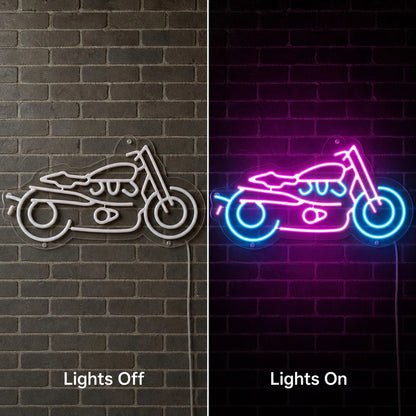 Cruiser Motorcycle LED Neon Sign Man Cave Neon Sign day and night comparison
