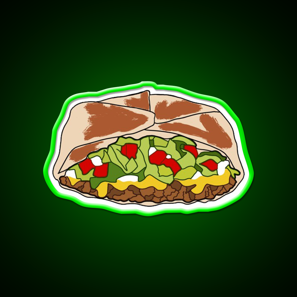 Crunchwrap Fast Food Led Neon Sign For Burger Place Rgb Color