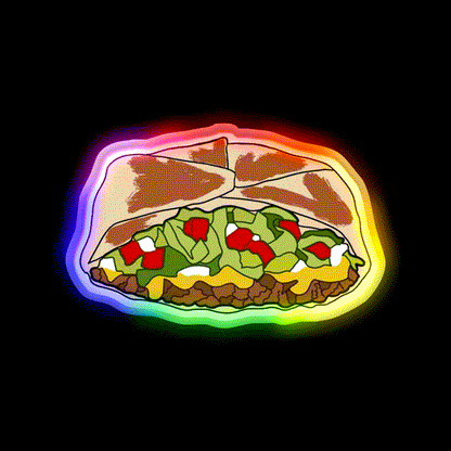 Crunchwrap Snack Food Led Neon Sign Rgb Color - LED neon sign close-up detail