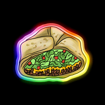 Crunchwrap Supreme Fast Food Led Neon Sign For Burger Place Rgb Color