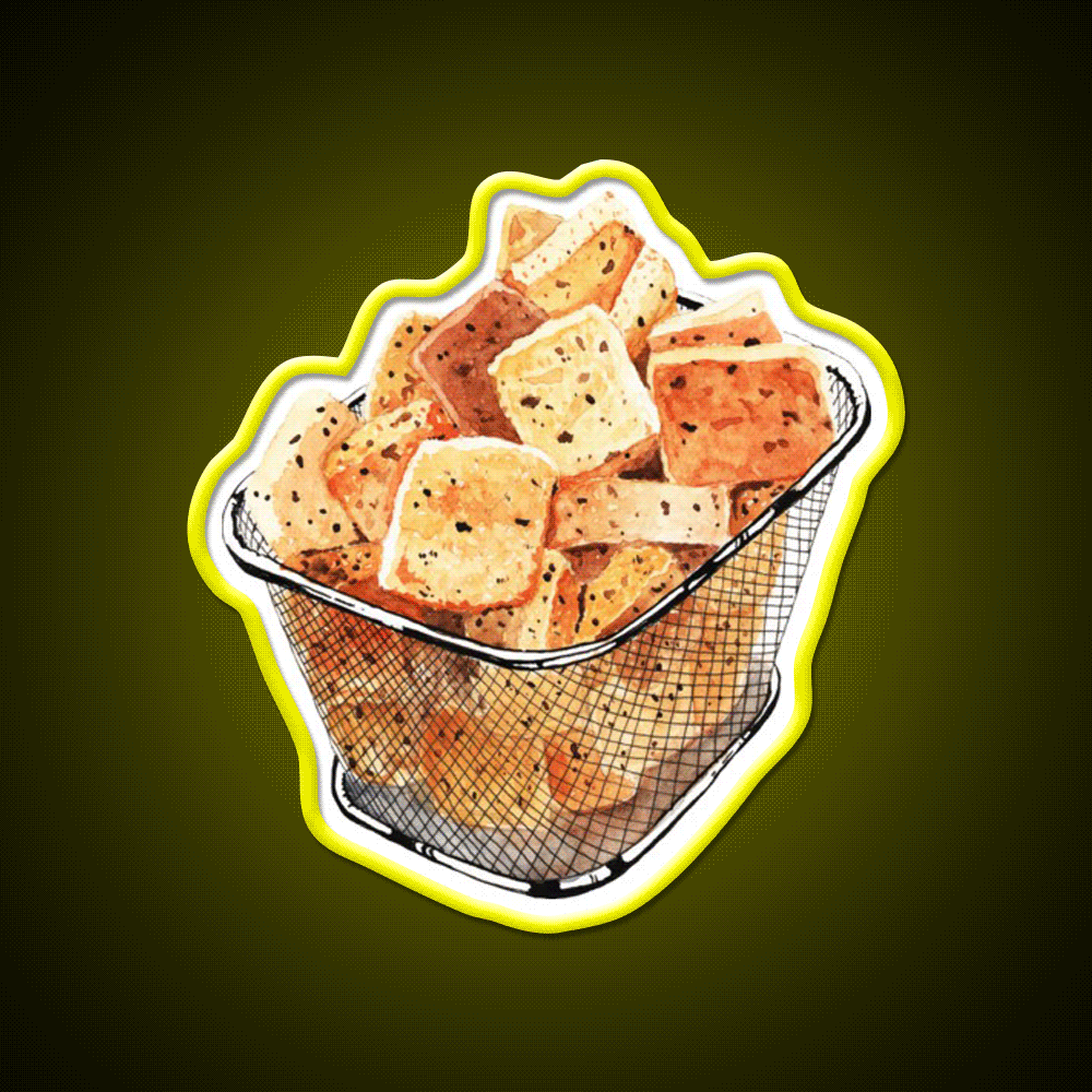 Crunchy Garlic Croutons Fast Food Led Neon Sign For Burger Place Rgb Color