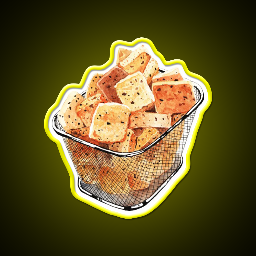 Crunchy Garlic Croutons Fast Food Led Neon Sign For Burger Place Rgb Color