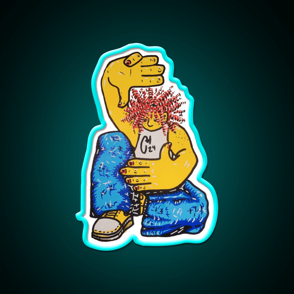 Crunchy Hands Portrait Doodle No 4 Nail Salon Led Neon Sign Rgb Color - Shineneon