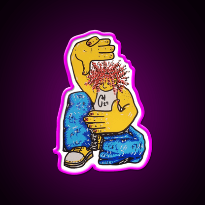 Crunchy Hands Portrait Doodle No 4 Nail Salon Led Neon Sign Rgb Color - Shineneon