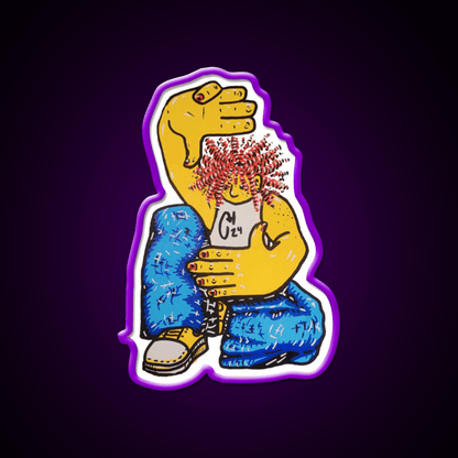 Crunchy Hands Portrait Doodle No 4 Nail Salon Led Neon Sign Rgb Color - Shineneon