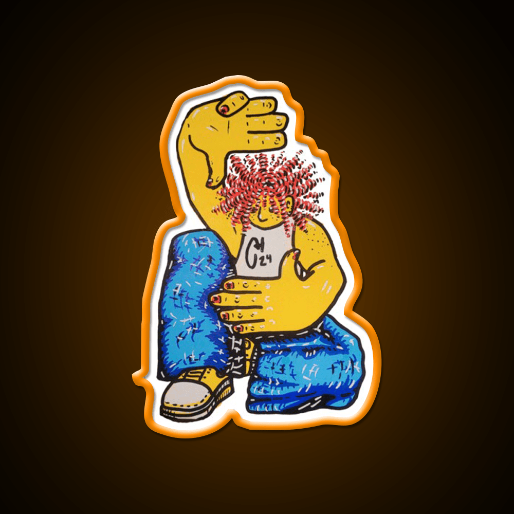 Crunchy Hands Portrait Doodle No 4 Nail Salon Led Neon Sign Rgb Color - Shineneon