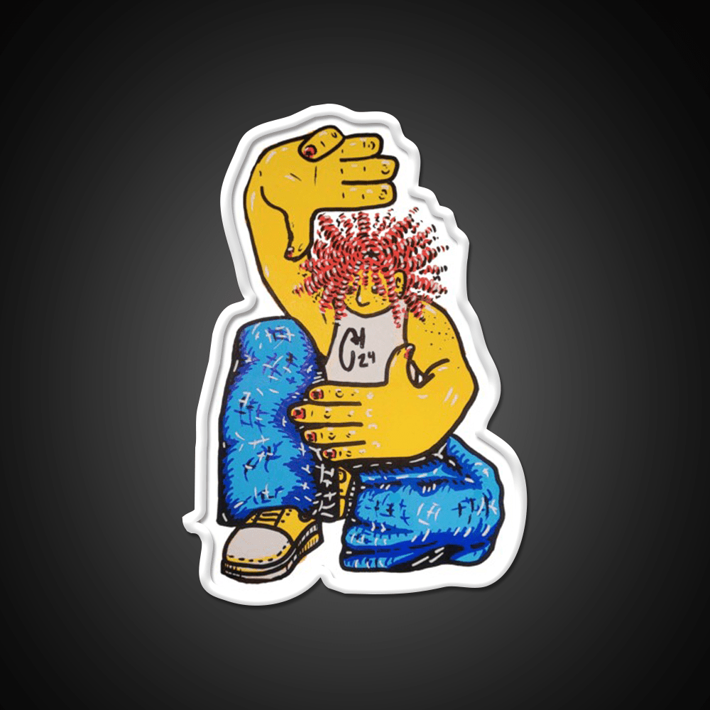 Crunchy Hands Portrait Doodle No 4 Nail Salon Led Neon Sign Rgb Color - Shineneon