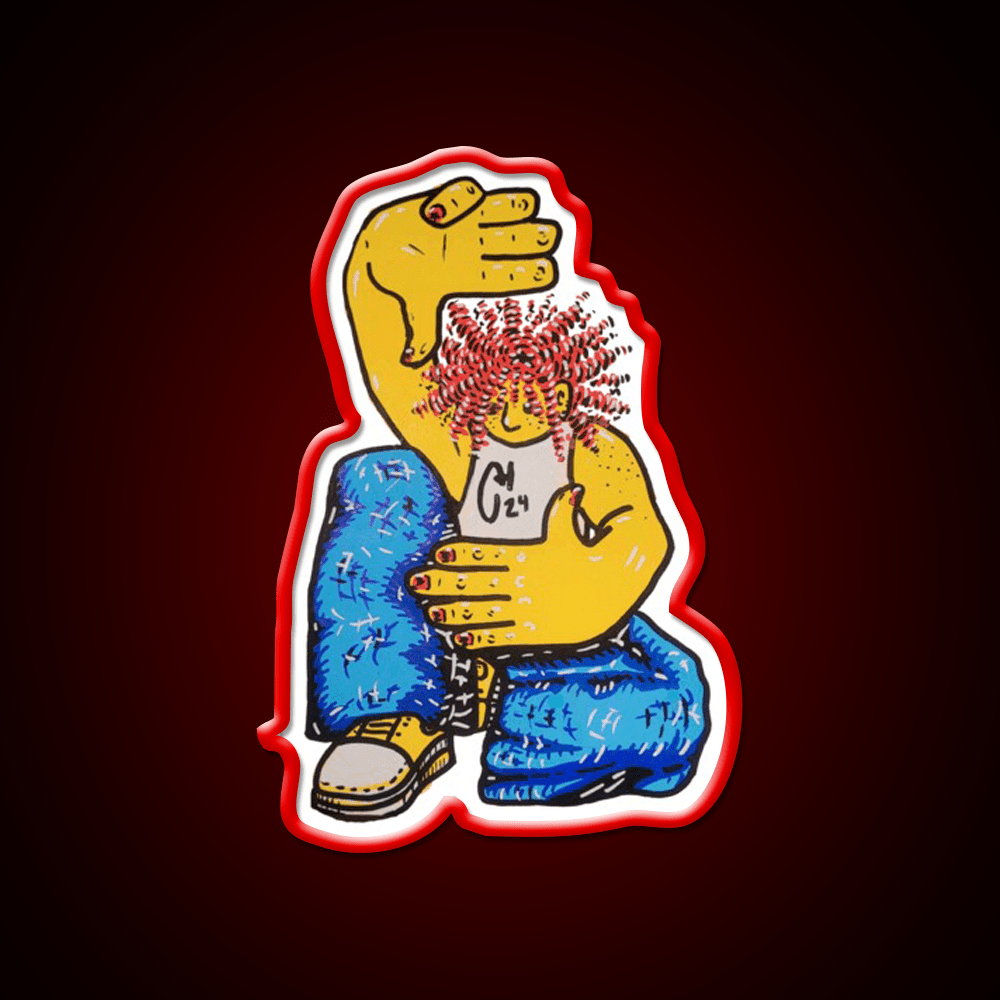 Crunchy Hands Portrait Doodle No 4 Nail Salon Led Neon Sign Rgb Color - Shineneon