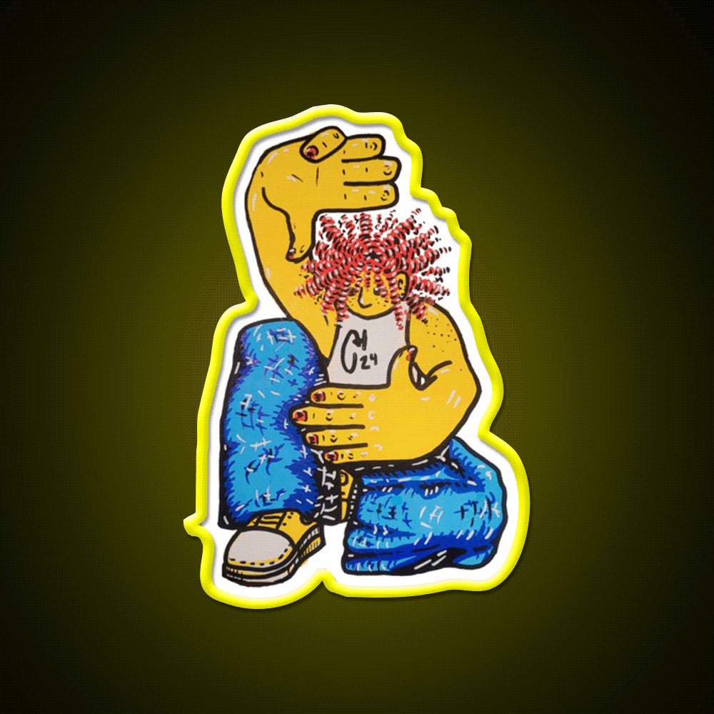 Crunchy Hands Portrait Doodle No 4 Nail Salon Led Neon Sign Rgb Color - Custom LED neon sign front view