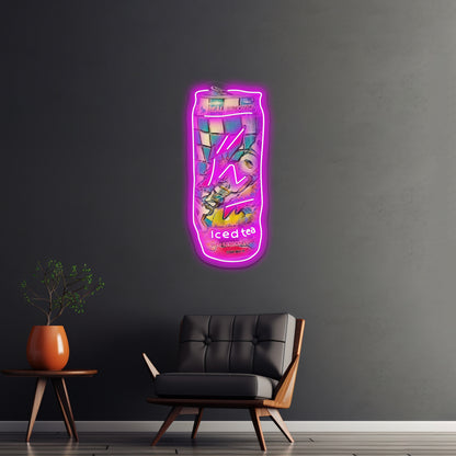 Crushed Arizona Tea Can Artwork Business Led Sign - LED neon sign close-up detail