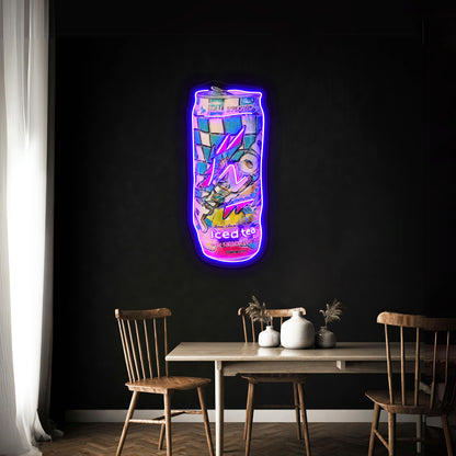Crushed Arizona Tea Can Artwork Business Led Sign - Neon sign mounted on wall in room