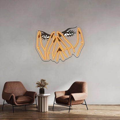 Crying Girl With Cigarette Artwork Business Led Sign