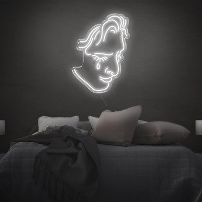 Crying Face Blue Led Neon Sign For Modern Bedroom Decor | Shineneon