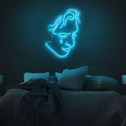 Crying Face Blue Led Neon Sign For Modern Bedroom Decor | Shineneon