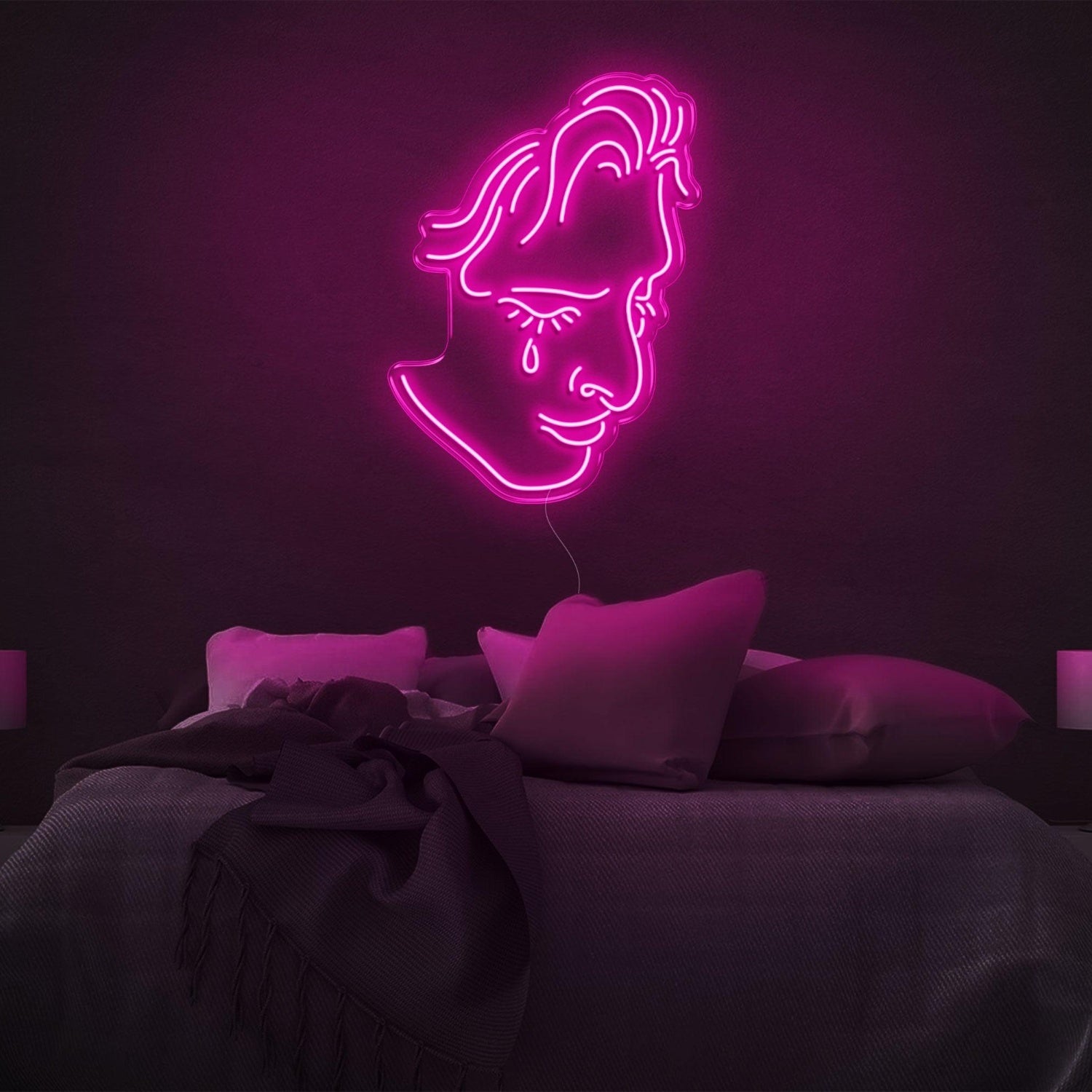 Crying Face Blue Led Neon Sign For Modern Bedroom Decor | Shineneon