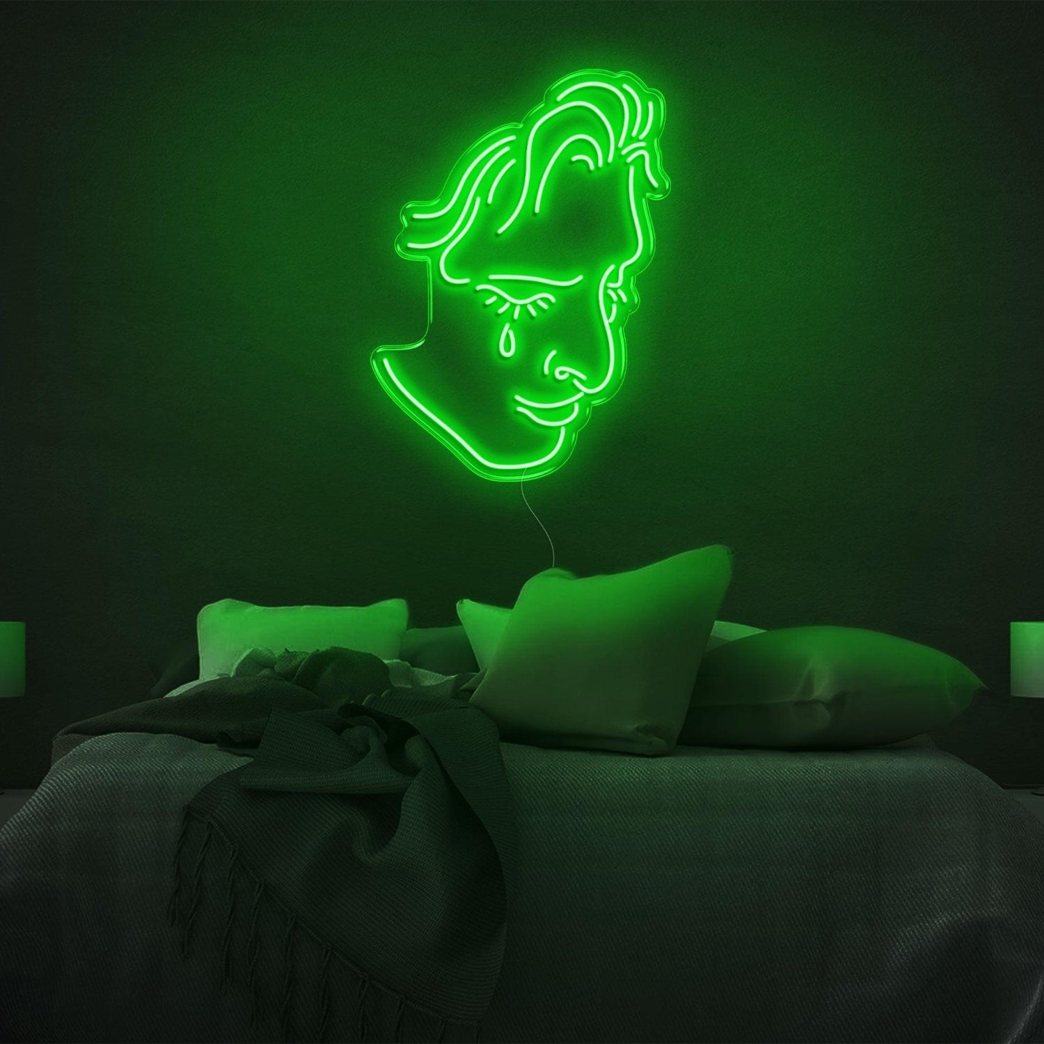 Crying Face Blue Led Neon Sign For Modern Bedroom Decor | Shineneon