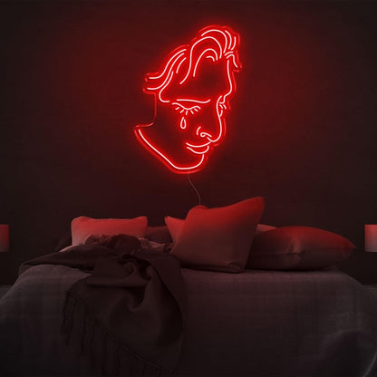 Crying Face Blue Led Neon Sign For Modern Bedroom Decor | Shineneon