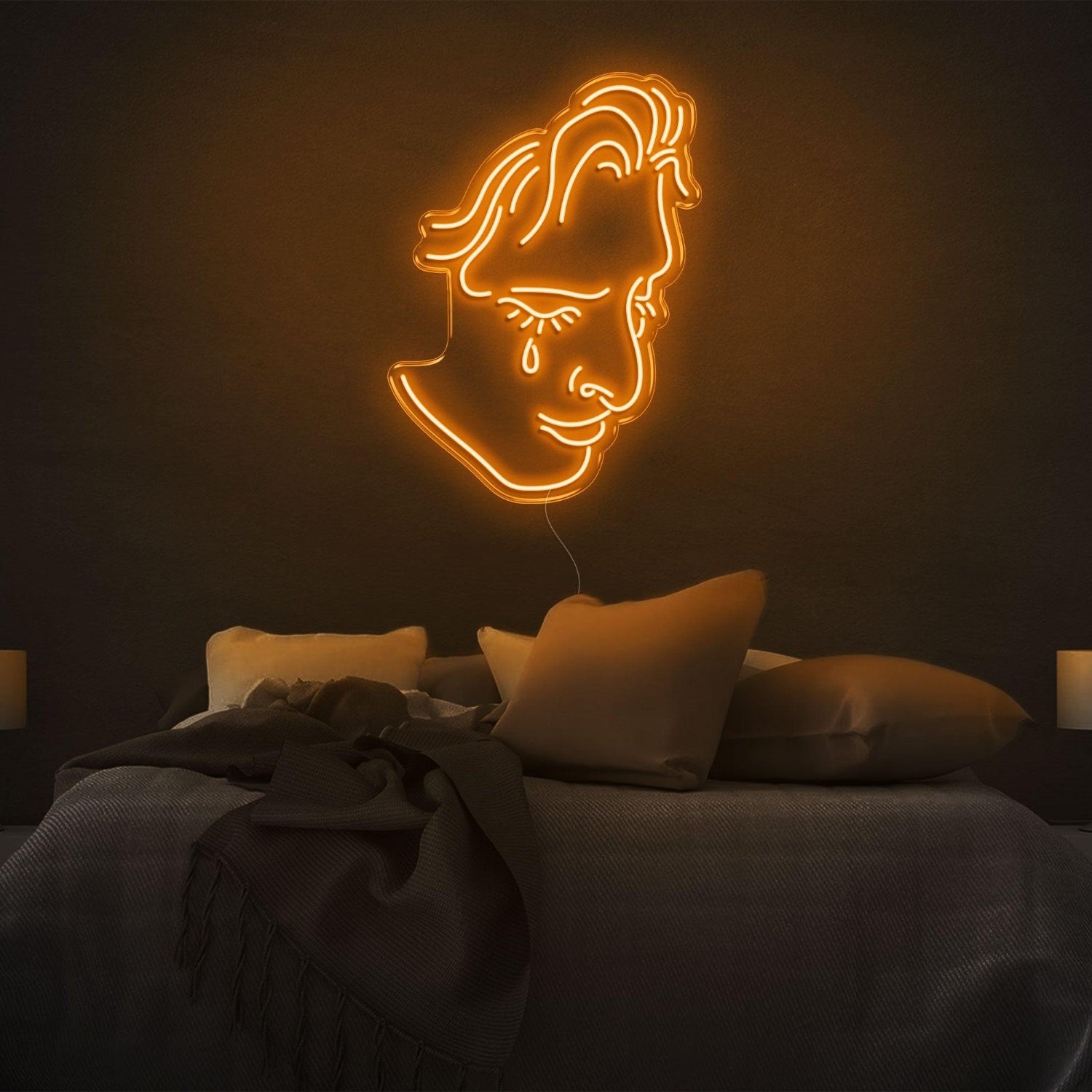 Crying Face Blue Led Neon Sign For Modern Bedroom Decor | Shineneon