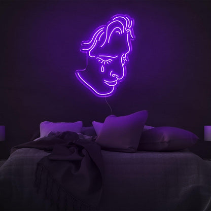 Crying Face Blue Led Neon Sign For Modern Bedroom Decor | Shineneon
