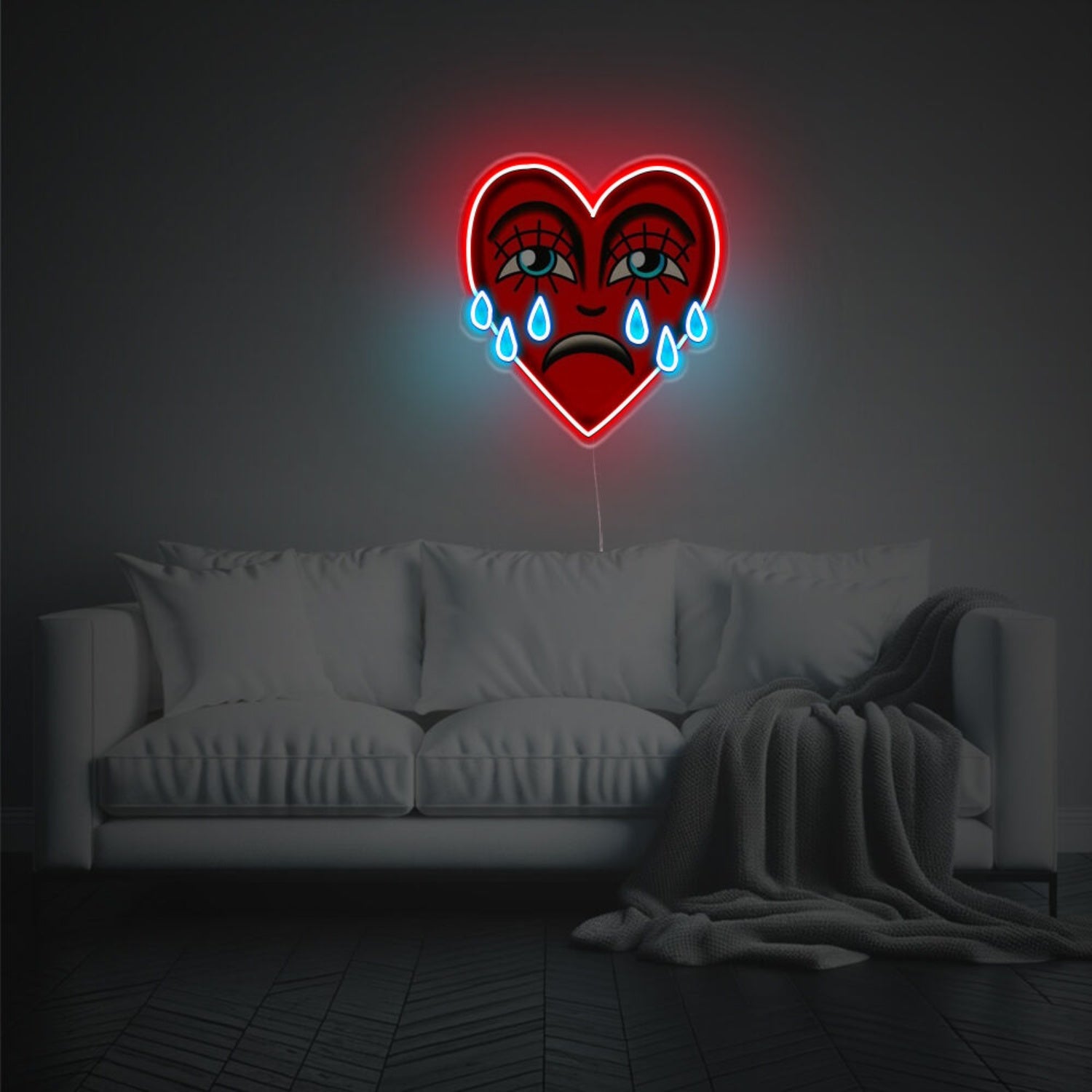 Crying Red Heart Led Neon Acrylic Artwork | Shineneon