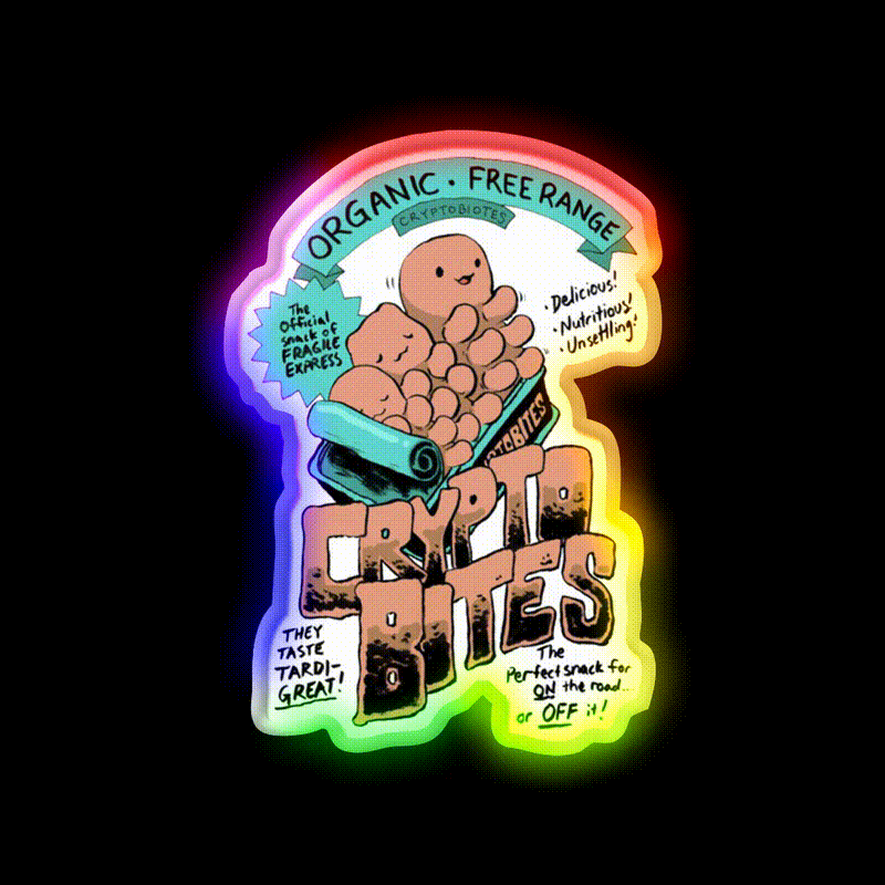 Crypto Bites Snack Food Led Neon Sign Rgb Color - LED neon sign close-up detail
