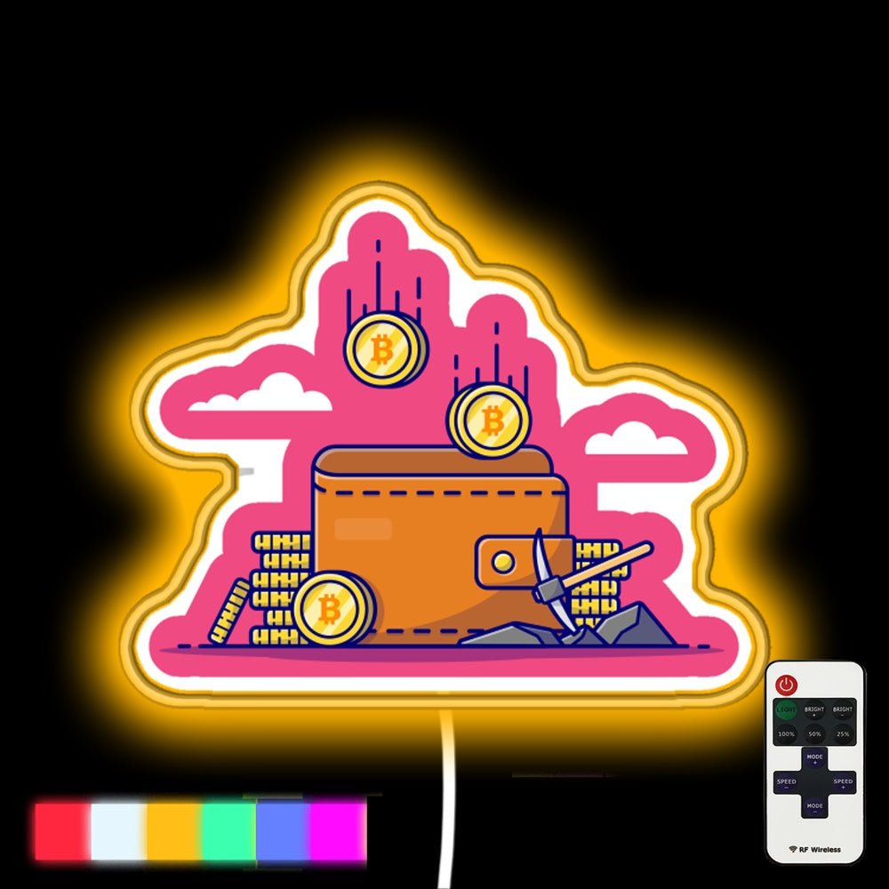 Crypto Currency Cartoon Vector Icon Illustration Led Neon Sign - Shineneon