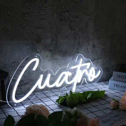 Cuatro White Led Neon Sign - Shineneon