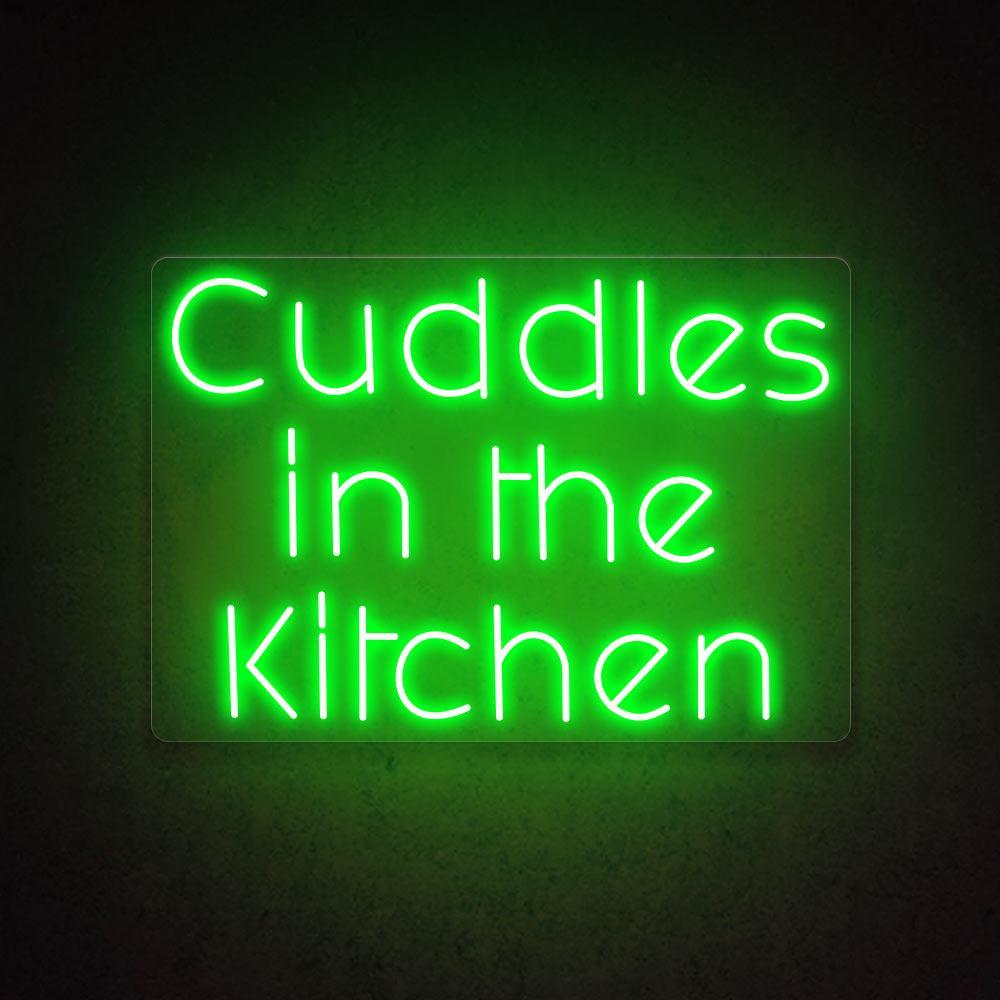Cuddles In The Kitchen White Script Led Neon Sign For Kitchen Decor | Shineneon