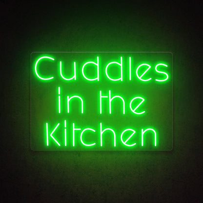 Cuddles In The Kitchen White Script Led Neon Sign For Kitchen Decor | Shineneon