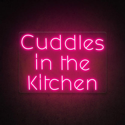 Cuddles In The Kitchen White Script Led Neon Sign For Kitchen Decor | Shineneon