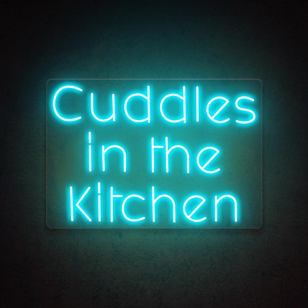 Cuddles In The Kitchen White Script Led Neon Sign For Kitchen Decor | Shineneon