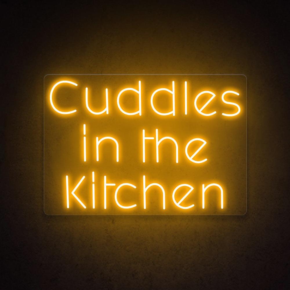 Cuddles In The Kitchen White Script Led Neon Sign For Kitchen Decor | Shineneon